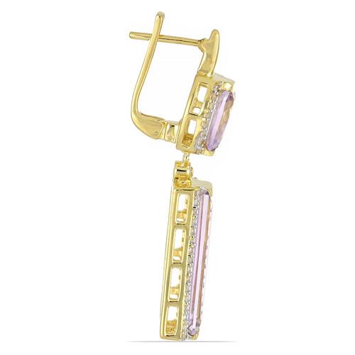 BRAZILIAN AMETHYST GEMSTONE STYLISH EARRINGS IN 925 SILVER